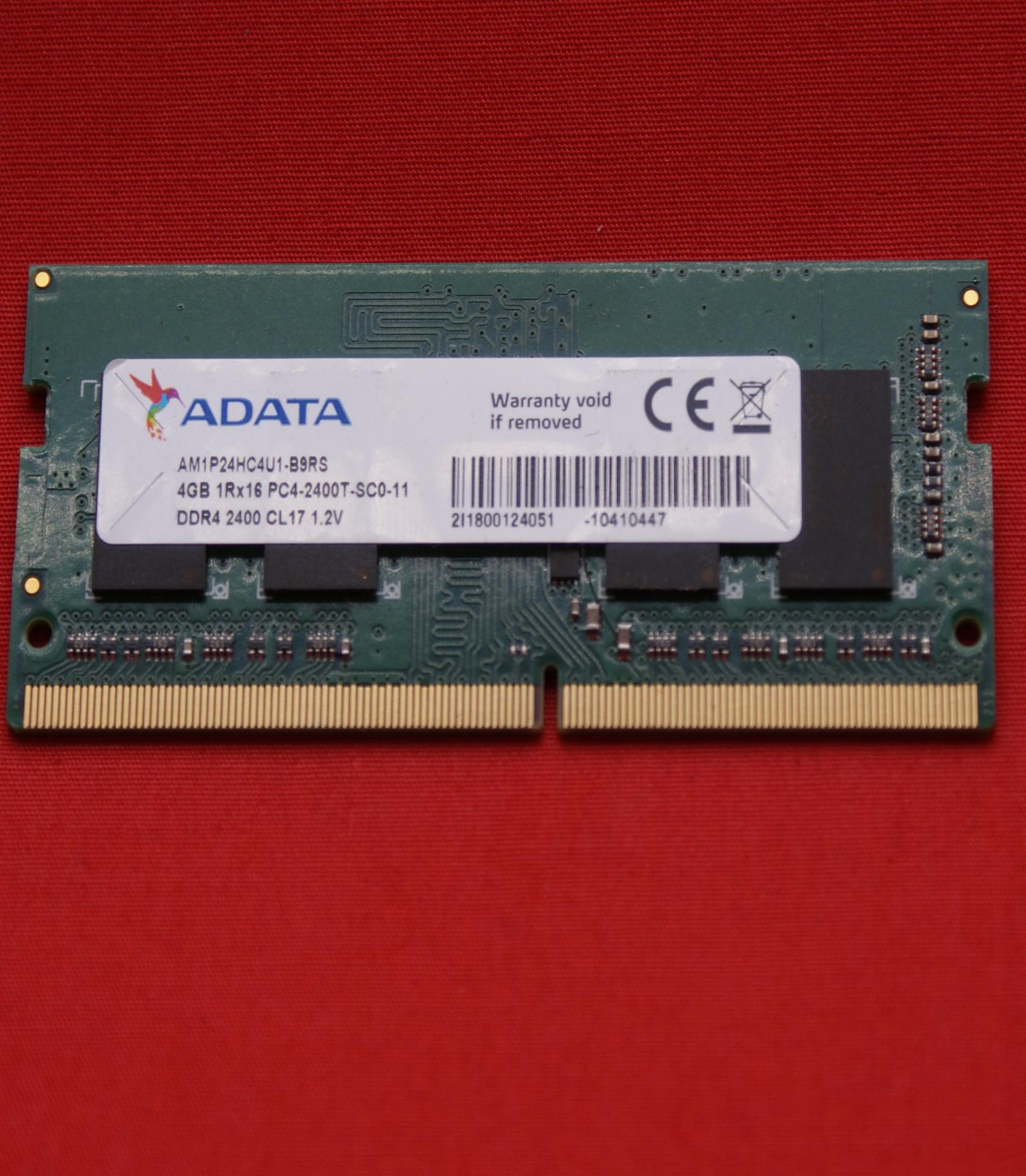 Оперативная память SODIMM DDR4 4Gb, PC4-19200S/2400MHz Adata