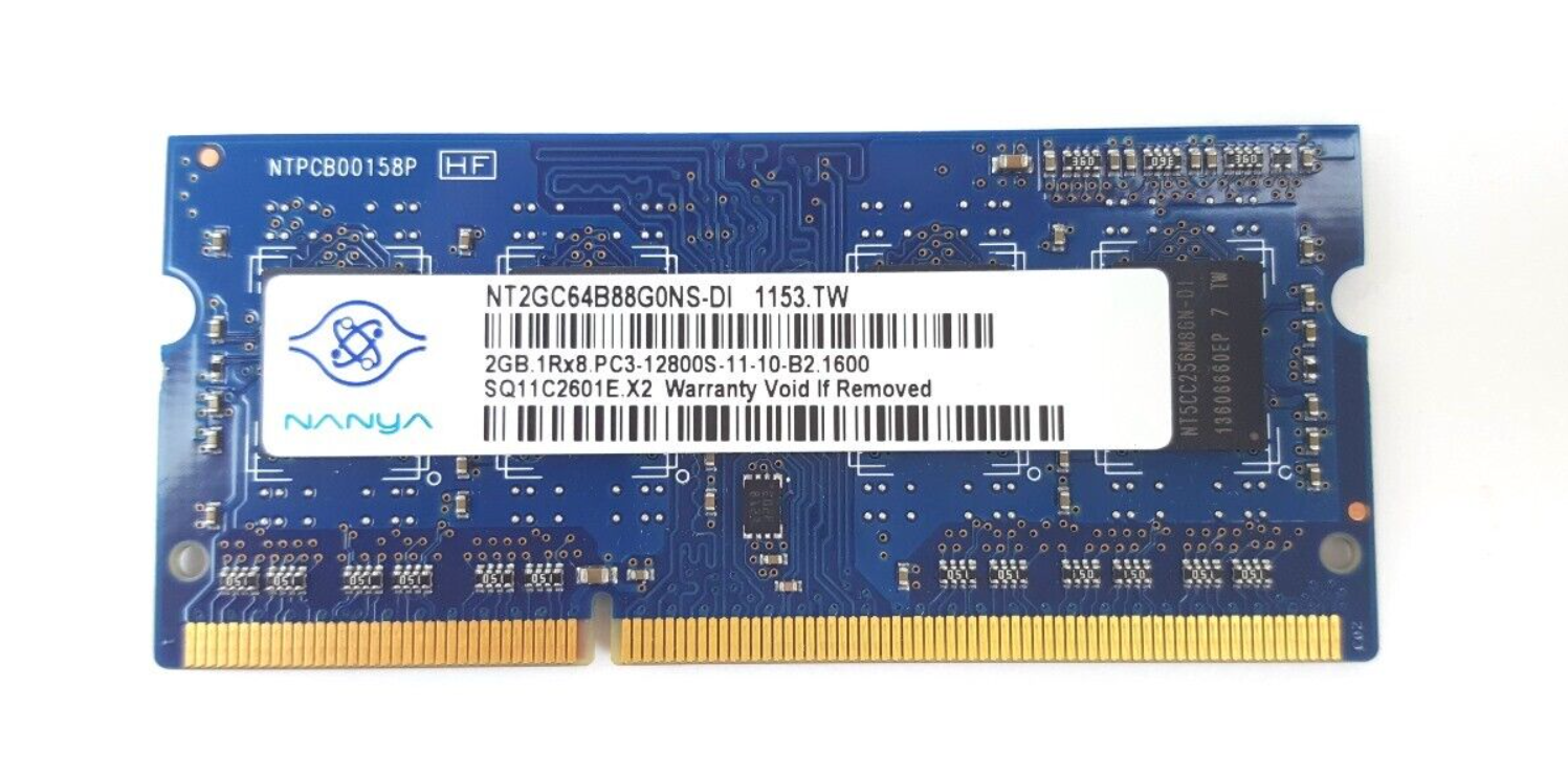 Оперативная память для ноутбука Nanya 2GB PC3-12800S DDR3-1600MHz 204pin So-Dimm Laptop Memory NT2GC64B88G0NS-DI