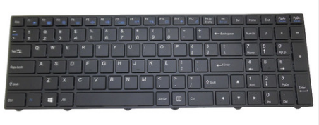 Клавиатура для ноутбука CLEVO N250 N750  черная рамка с белой подсветкой