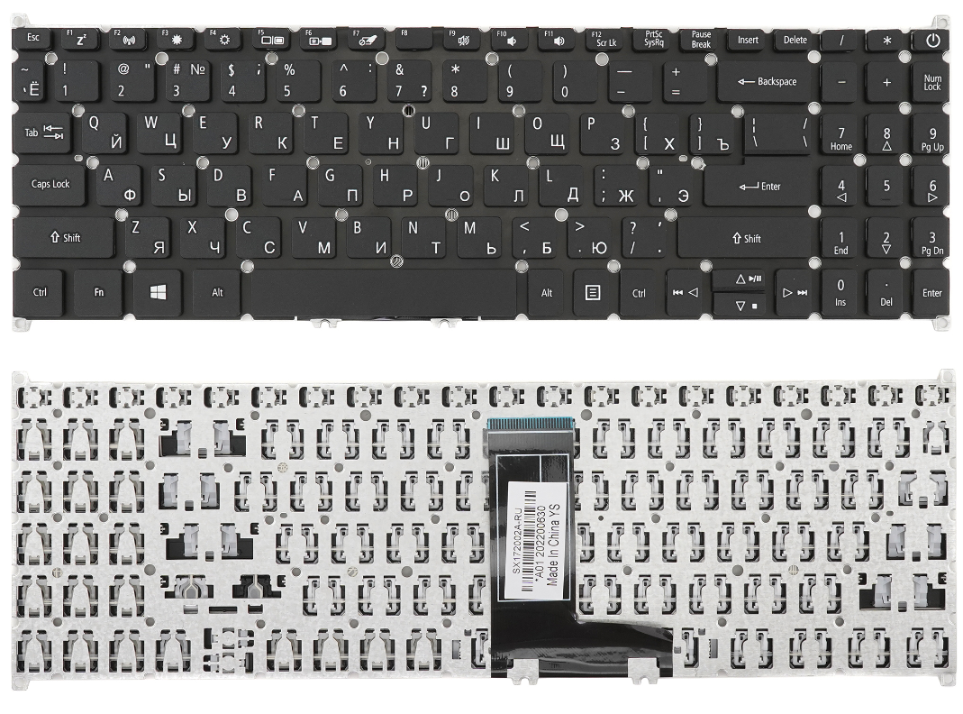 Клавиатура для ноутбука Acer Aspire A315-54G черная без рамки
