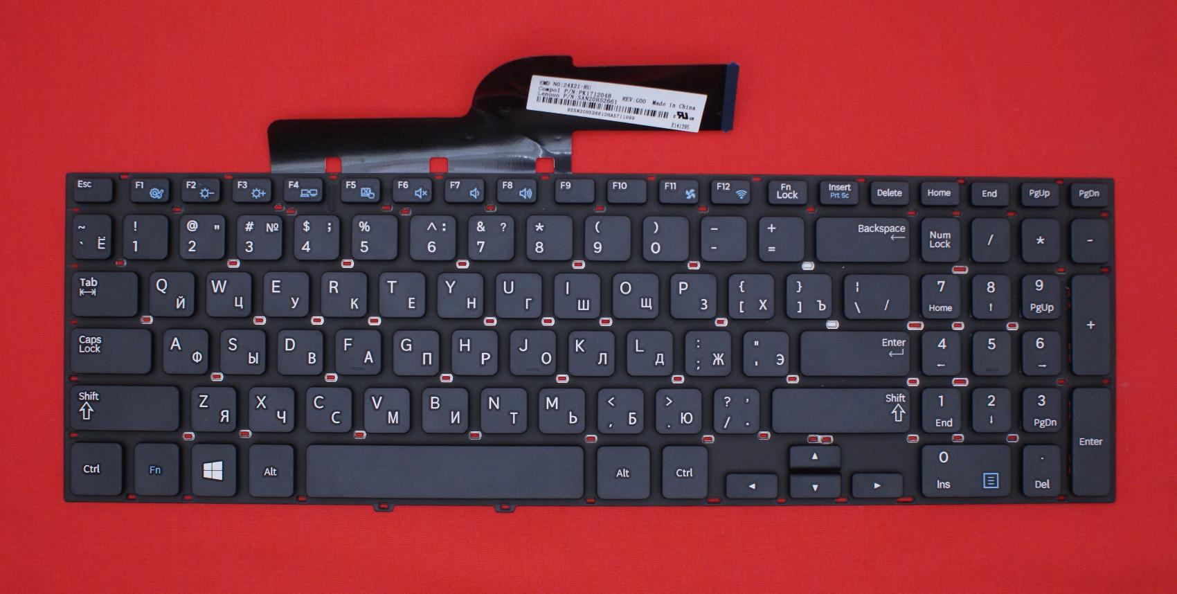 Клавиатура для ноутбука Samsung NP300E5V, NP350V5C, NP355E5C черная без рамки