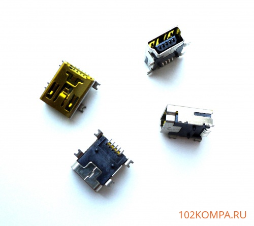 Разъём mini USB 2.0 (м) для пайки на плату (тип 1B)	