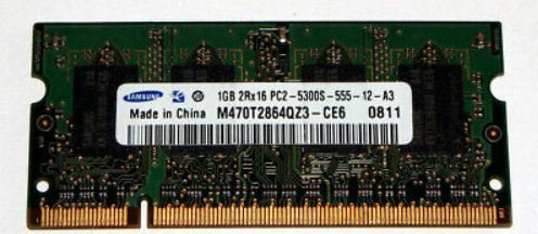 Оперативная память Samsung M470T2864QZ3-CE6 (1GB, PC2-5300 (DDR2-667), DDR2 SDRAM, 667 MHz, SO DIMM 200-pol.)