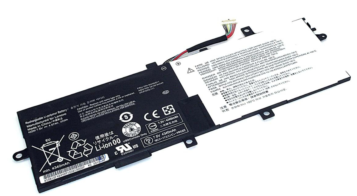 Аккумуляторная батарея для ноутбука Lenovo ThinkPad Helix (00HW005) 7.4V 4750mAh (степень износа неизвестна)