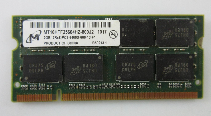Оперативная память So-dimm RAM 2 GB PC2-6400S Micron MT16HTF25664HZ-800J2