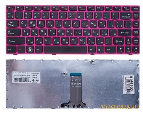 Клавиатура для ноутбука Lenovo IdeaPad Z370, Z470 розовая рамка
