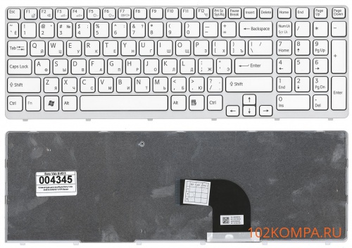 Клавиатура для ноутбука Sony SVE15, SVE17 белая (белая рамка)