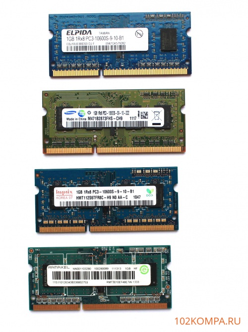 Оперативная память SODIMM DDR3 1Gb, PC3-10600S/1333MHz в ассортименте
