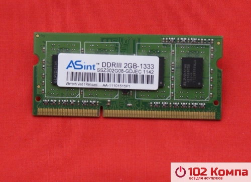 Оперативная память SODIMM DDR3 2Gb, PC3-10600S/1333MHz Asint
