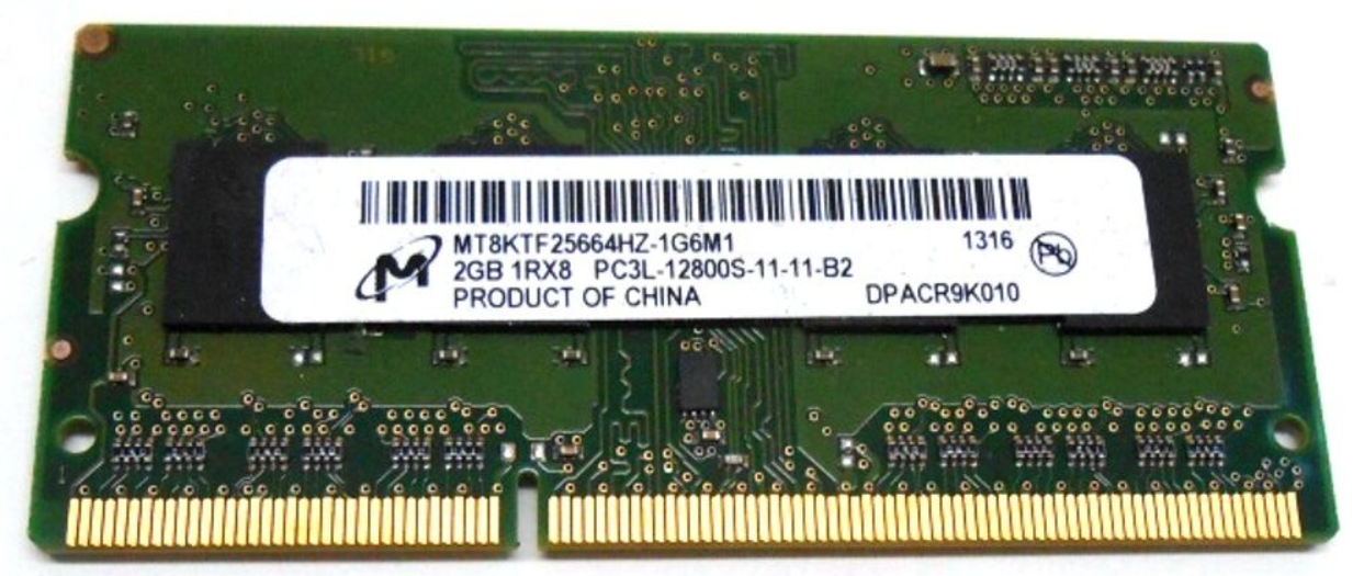 Оперативная память MICRON DDR3 SDRAM SO-DIMM MEMORY MODULE MT8KTF25664HZ-1G6M1 2GB PC3-12800S