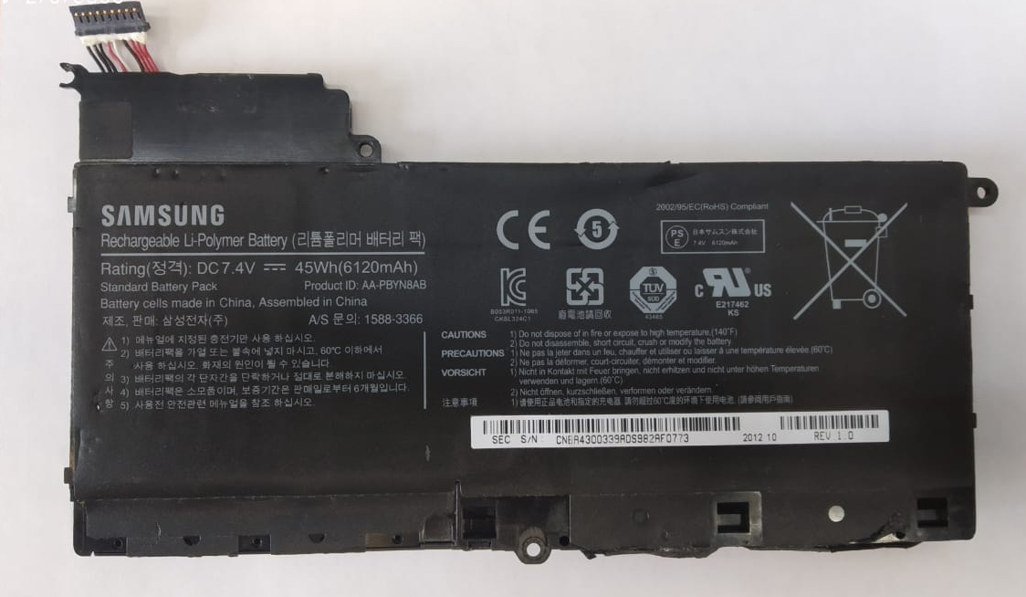Аккумулятор для ноутбука (AA-PBYN8AB) Samsung NP530U4B 7.4V, 45Wh, степень изношенности 3%