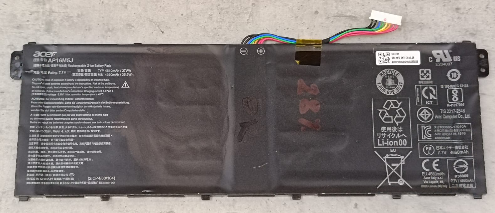 Аккумулятор Acer Aspire 3 A315-51 (AP16M4J) оригинал, степень износа 28%
