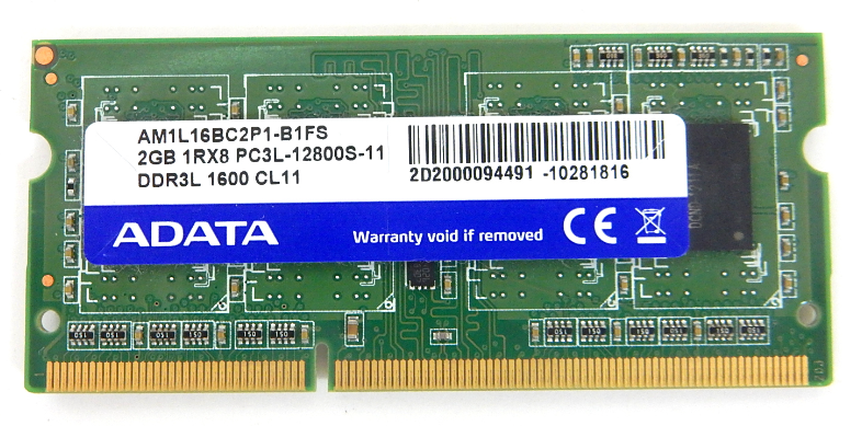 Оперативная память ADATA AM1L16BC2P1-B1FS 2GB 1Rx8 PC3L-12800S-11 DDR3L 1600 CL11