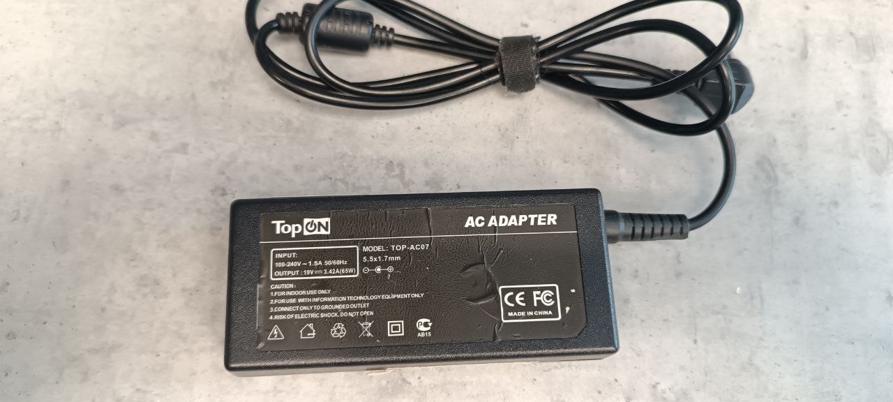 Адаптер питания TopON TOP-AC07, 19 В, 3.42A, 65Вт, черный [67825]