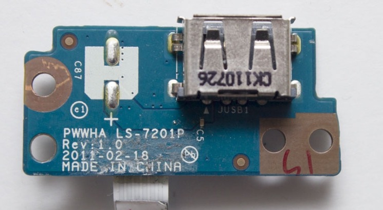 Плата USB + шлейф для ноутбука Toshiba Satellite C660  p/n: LS-7201P