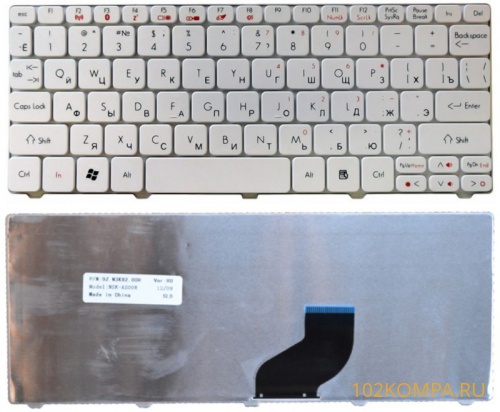 Клавиатура для нетбука Acer Aspire One 532H, D255, D260, D270 Белая