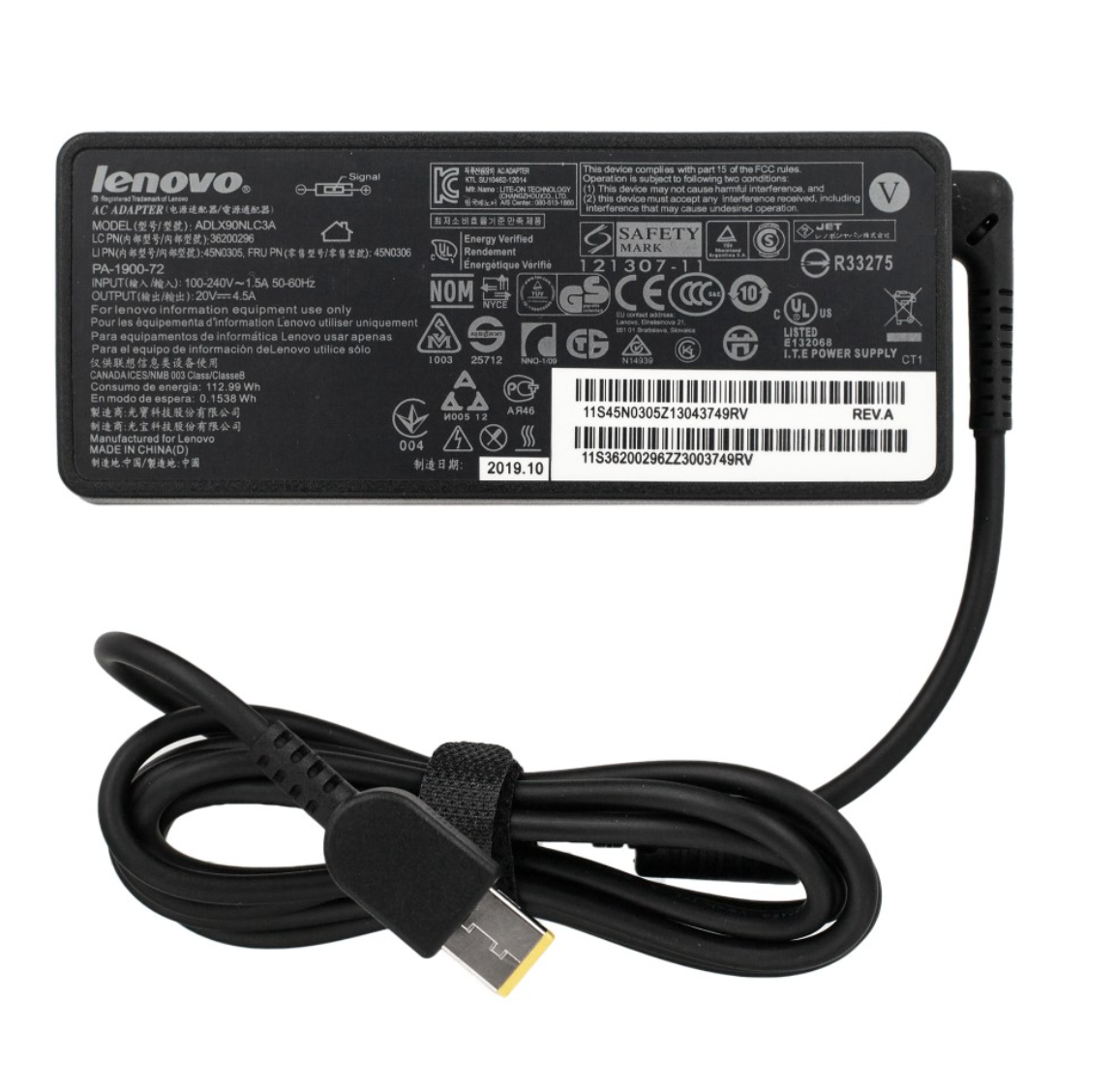  Блок питания Lenovo 20V 4.5A 90W прямоугольный 
